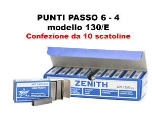 Punti metallici cucitrice 6-4 Zenith cucitura 15 fogli Conf. da 10