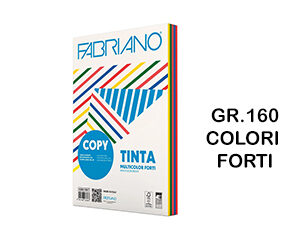 Cartoncino Multicolor Fabriano A4 gr.160 colori forti Cf.100 fogli