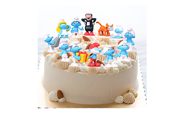 Cake Topper Personaggi per Torte Compleanno Puffi Esempio disposizione personaggi come decorazione su torta Cake Topper Personaggi per Torte Compleanno Puffi Esempio disposizione personaggi come decorazione su torta