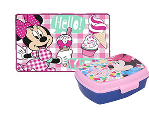 Set Kit Porta merenda con tovaglietta americana in tessuto Minnie