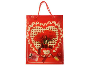 Busta regalo con manico rose rosse cm.23x30x7,5