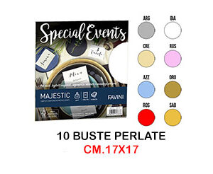 Buste Perlate Favini Special Events Cm. 17x17 Conf.10 Vari Colori
