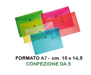 Buste con chiusura a bottone formato A7 cm.10x14,5 CF.5 Assortite