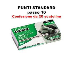 Punti per cucitrice passo 10 Lebez cucitura 15 fogli Conf.20