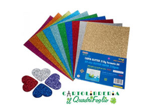 Carta Glitter A4 gr.210 Cf.10 colori assortiti
