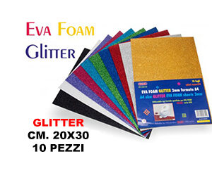 Gomma Eva Crepla Glitter cm.20x30 spessore mm.2 Conf.10
