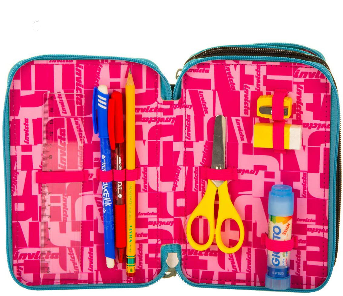 Astuccio-Portacolori-Invicta-3-Scomparti-Scuola-Cancelleria Varia
