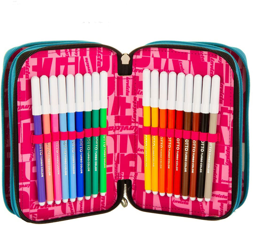 Astuccio-Portacolori-Invicta-3-Scomparti-Scuola-Pennarelli-Giotto-Turbo-Color
