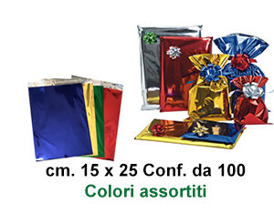 Buste regalo metal Colori Assortiti cm.15x25 Cf.100
