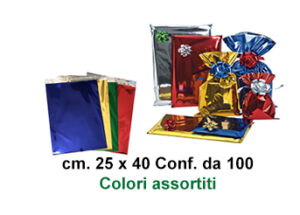 Buste regalo metallizzate Colori Assortiti cm.25x40 Conf.100