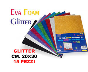 Gomma Eva Crepla Glitter cm.20x30 spessore mm.2 Conf.15