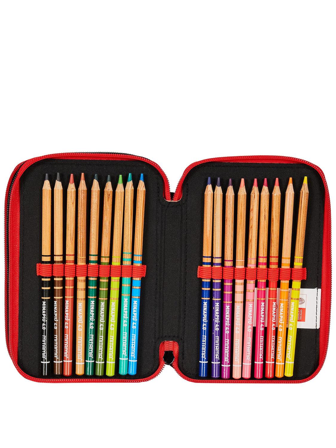 Astuccio portacolori 3 cerniere scuola squadra di calcio Milan 18 pastelli colorati Astuccio portacolori 3 cerniere scuola squadra di calcio Milan 18 pastelli colorati