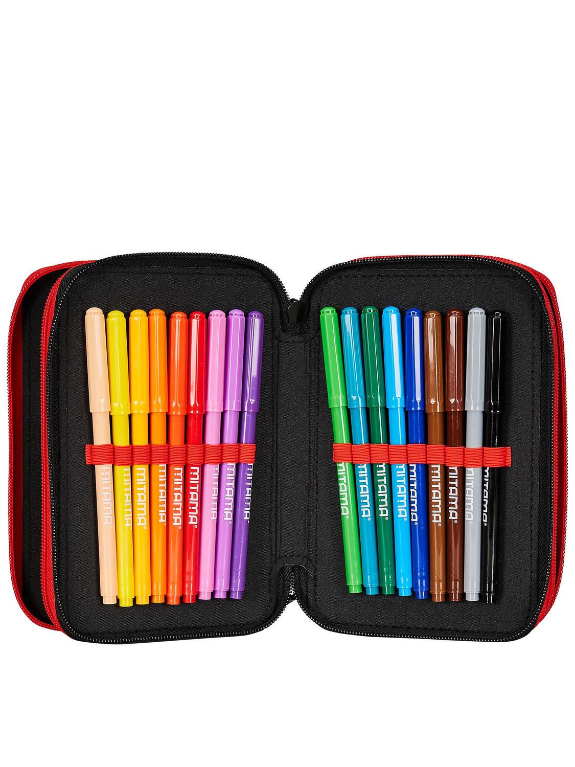 Astuccio portacolori 3 cerniere scuola squadra di calcio Milan 18 pennarelli colorati Astuccio portacolori 3 cerniere scuola squadra di calcio Milan 18 pennarelli colorati