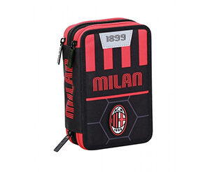 Astuccio portacolori 3 cerniere scuola squadra di calcio Milan