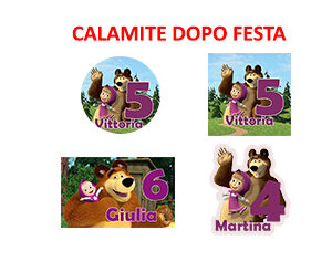Calamite gadget dopo festa compleanno Masha e Orso personalizzate Pz.10
