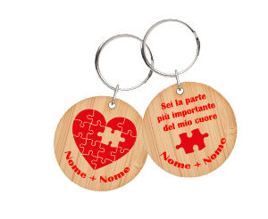 Coppia portachiavi personalizzati con nomi e frase San Valentino