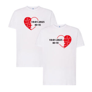 Coppia t-shirt personalizzate con data e immagine San Valentino