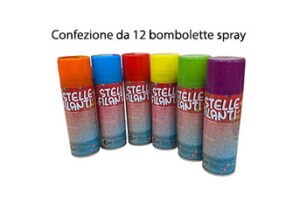 Bomboletta Stelle Filanti Spray Colorati Carnevale Ml.80 confezione da 12
