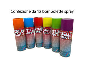 Bomboletta Stelle Filanti Spray Colorati Carnevale Ml.80 confezione da 12