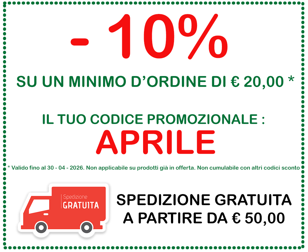 SCONTO APRILE SU MINIMO ORDINE DI € 20,00