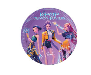 Piatti grandi festa compleanno Kpop Demon Hunters Conf. 8 pezzi