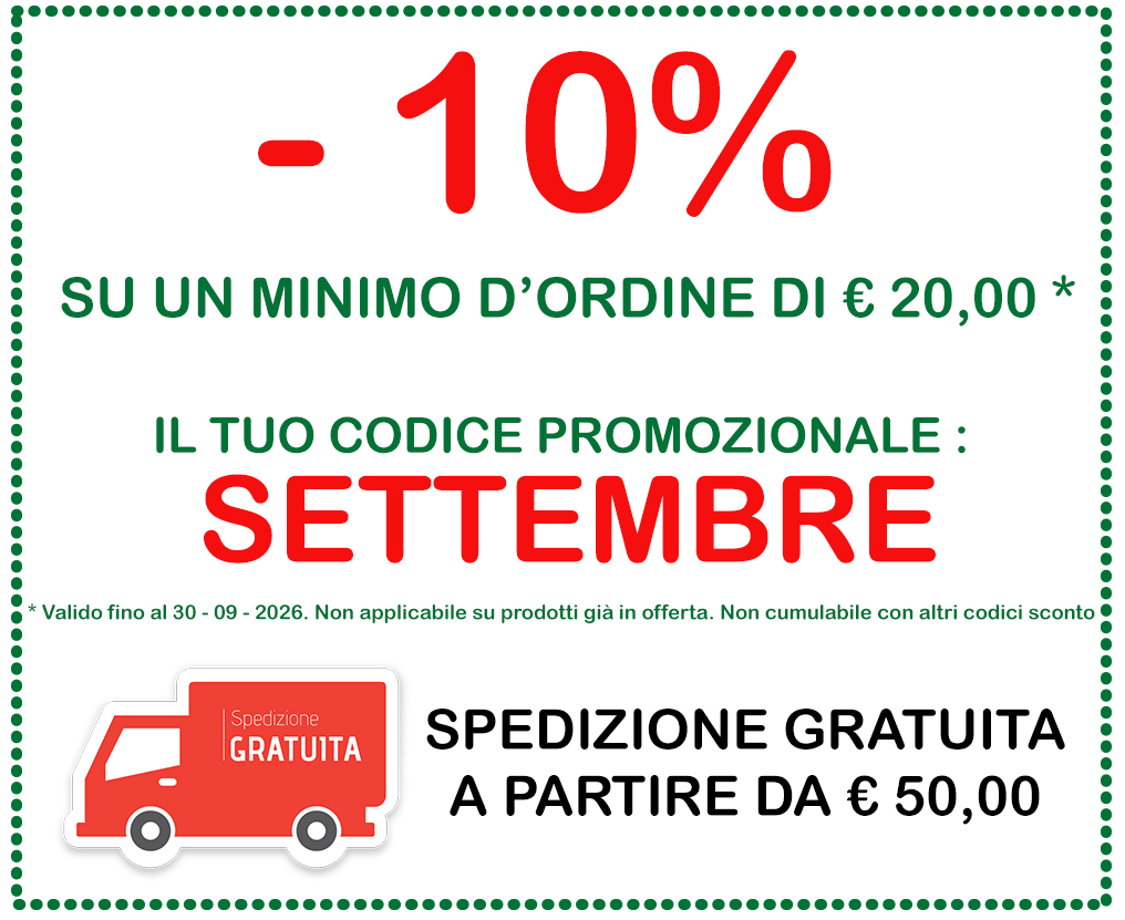 SCONTO SETTEMBRE SU MINIMO ORDINE DI € 20,00